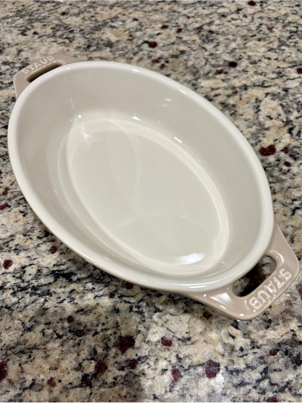 Staub Ceramic oval baking dish 8.5 x 5-inch Sesame